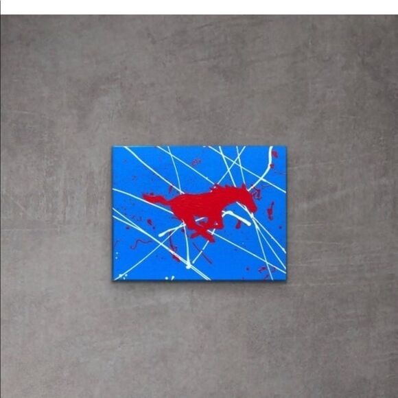 Hand painted SMU Mustang painting 8 x 10 - Picture 6 of 15